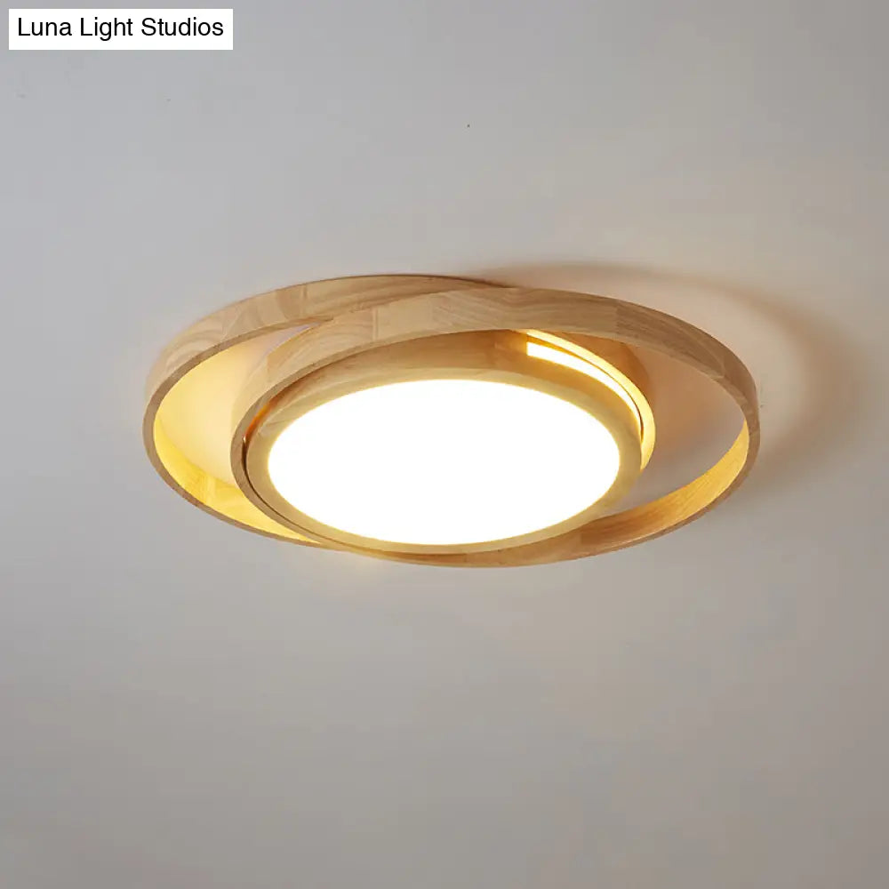 DecorBites™ DecorBites™ Nordic Beige Wooden LED Flush Ceiling Light - Stylish and Charming Bedroom Lighting Fixture