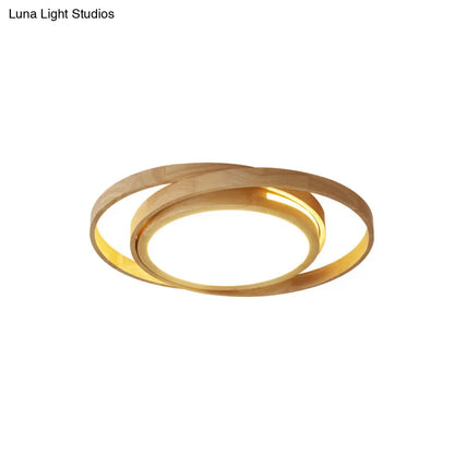 DecorBites™ DecorBites™ Nordic Beige Wooden LED Flush Ceiling Light - Stylish and Charming Bedroom Lighting Fixture