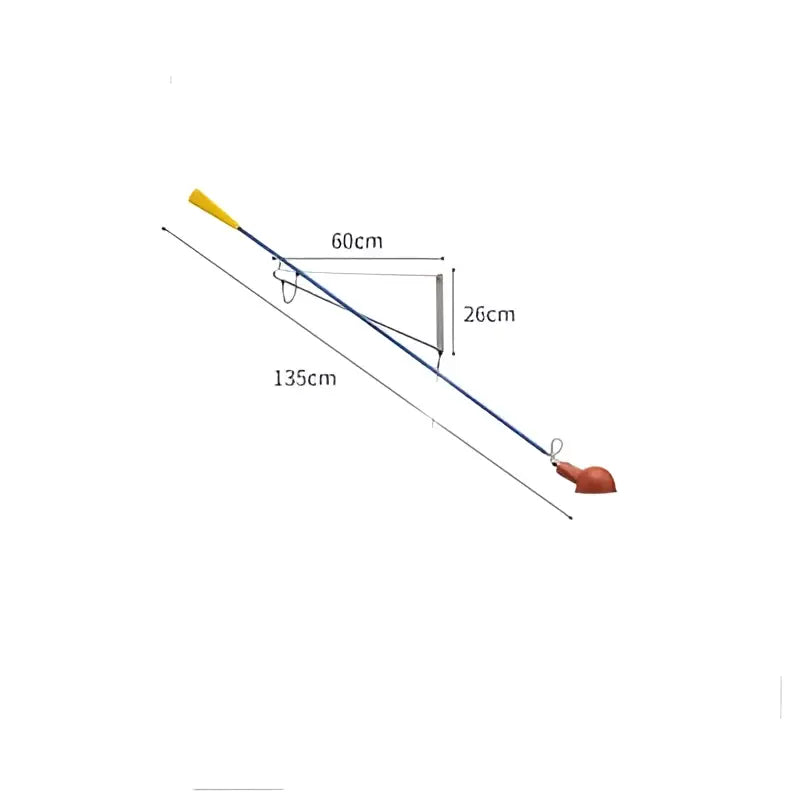 Yellow and red garden pole trimmer with metallic shaft and plastic handles next to nordic black adjustable long arm wall lamp