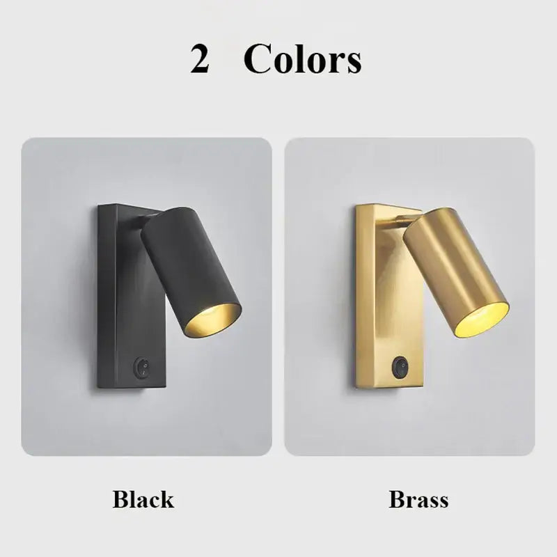 Modern nordic black brass wall sconce wall lamp with sleek cylinder spotlight design for bedroom decorbites black brass finish