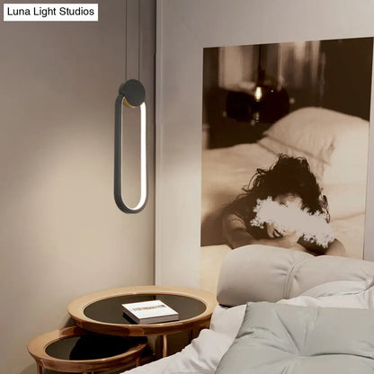 Nordic Black Circular LED Suspension Lamp - Stylish Bedroom Lighting Fixture