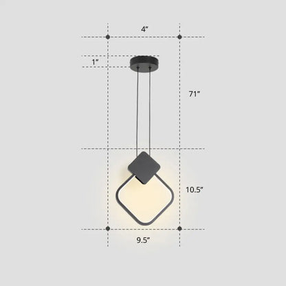 Nordic Black Circular LED Suspension Lamp - Stylish Bedroom Lighting Fixture