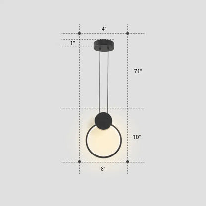 Nordic Black Circular LED Suspension Lamp - Stylish Bedroom Lighting Fixture