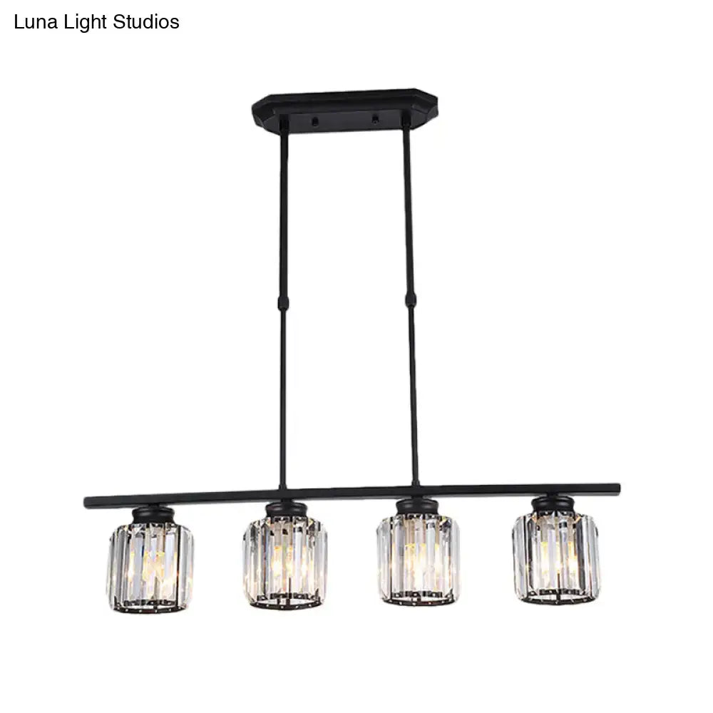Decorbites nordic black metal pendant light with four clear crystal shades for living room 220v-240v bulb base