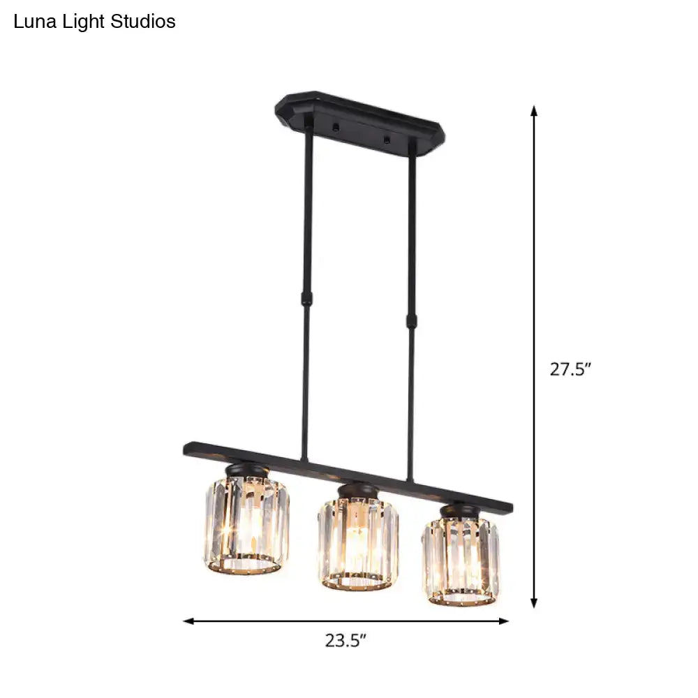 DecorBites™ nordic black metal pendant light with three crystal glass shades for living room 220v-240v e12 e14