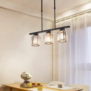 Decorbites™ nordic black metal bar pendant light with three clear crystal glass shades for living room 220v-240v e12 e14