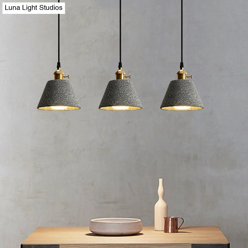 Nordic Black/Grey Pendant Hanging Light with Cement Shade and Rotary Switch - Single Bedside Drop Design