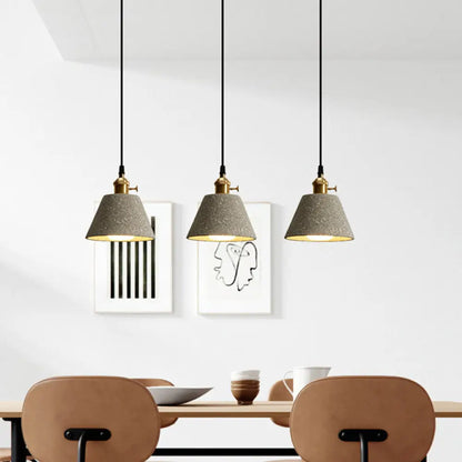 Nordic Black/Grey Pendant Hanging Light with Cement Shade and Rotary Switch - Single Bedside Drop Design