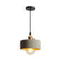 Nordic Black/Grey Pendant Hanging Light with Cement Shade and Rotary Switch - Single Bedside Drop Design