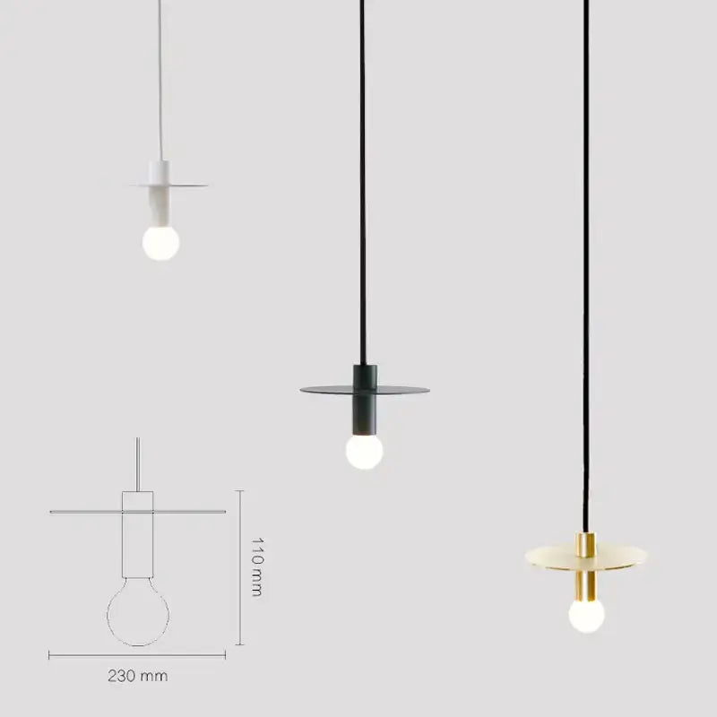 Nordic black iron pendant light with minimalist white black and gold flat circular shades for dining room decorbites iron pendant
