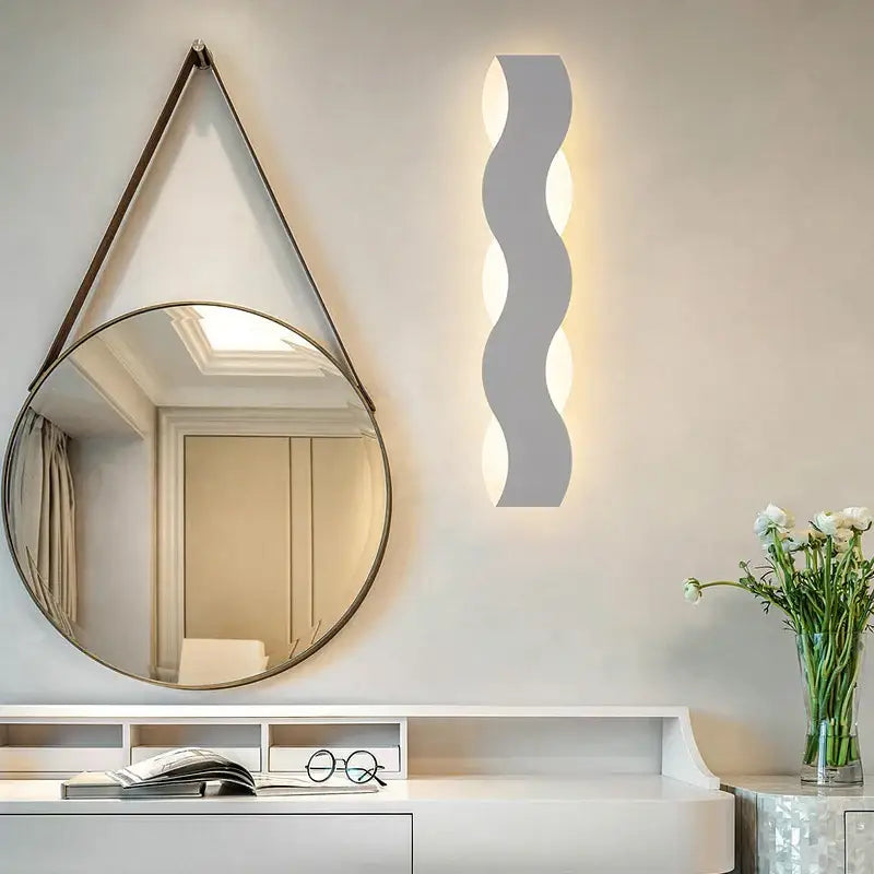 Modern gray wavy wall light with minimalist design for bedroom decorbites led wave wall sculptural decor