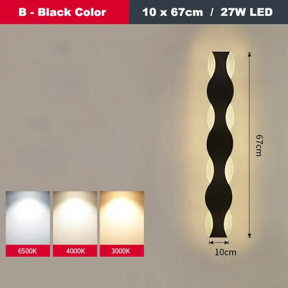 Black led wave wall light with sleek wavy design and three light temperature options for bedroom decorbites led wave decor