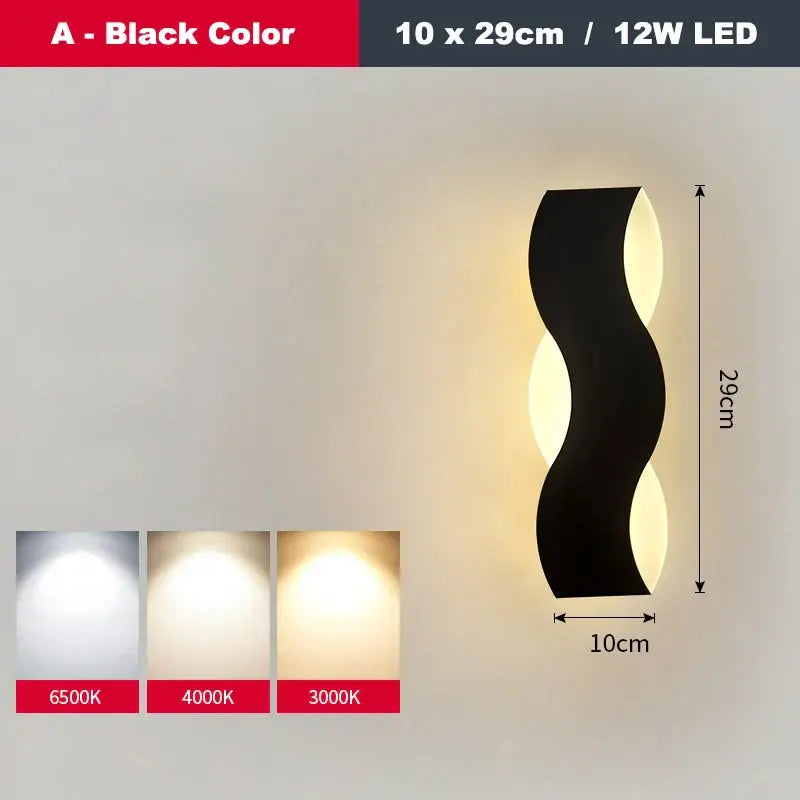 Black sleekly curved nordic wall light led wave wall fixture for bedroom decorbites led wave sculptural decor