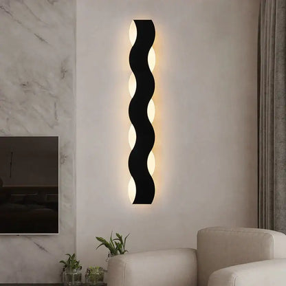 Nordic black wavy led wave wall light with warm glowing light for bedroom sculptural decorbites led wave wall decor