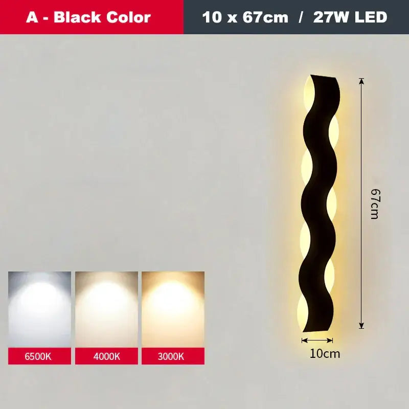 Black wavy led wave wall light with sleek modern design and warm light output for bedroom decorbites led wave wall use