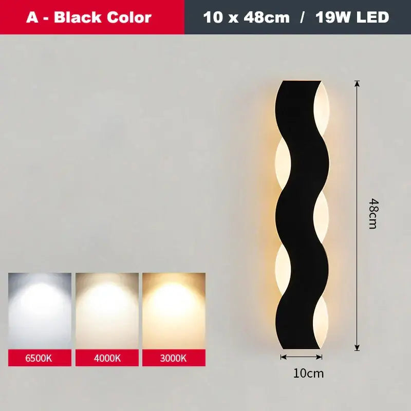 Black wavy led wave wall light with sleek modern design and 19w led lighting for nordic bedroom decorbites led wave decor