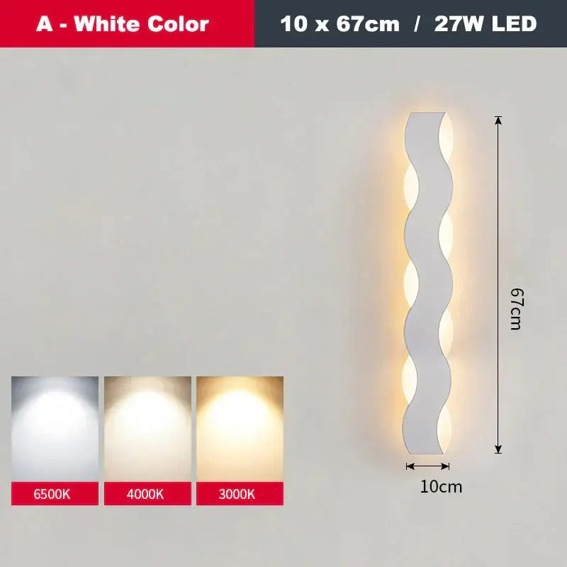 White led wave wall light with wavy modern design 27w brightness for bedroom decorbites led wave sculptural decor