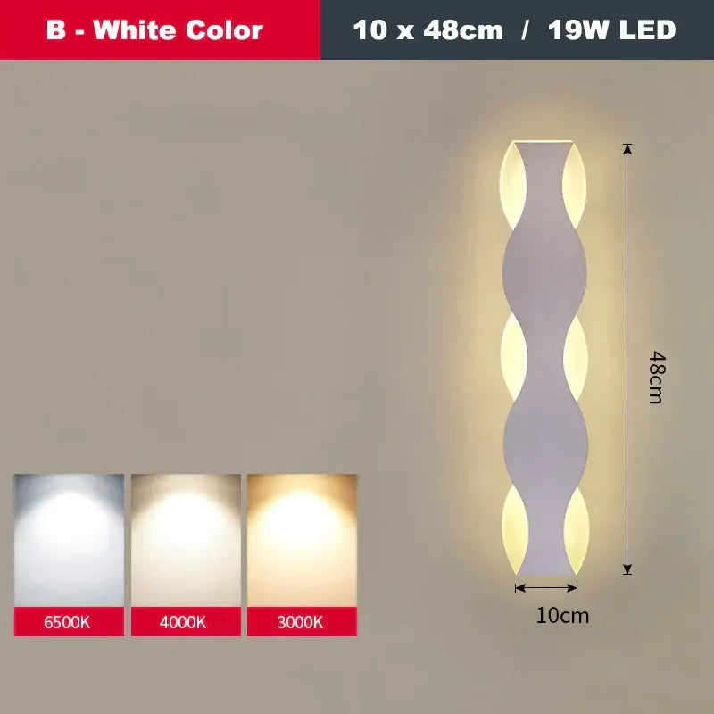 White led wave wall light with sleek wavy design and three illuminated vertical sections for bedroom decorbites led wave decor