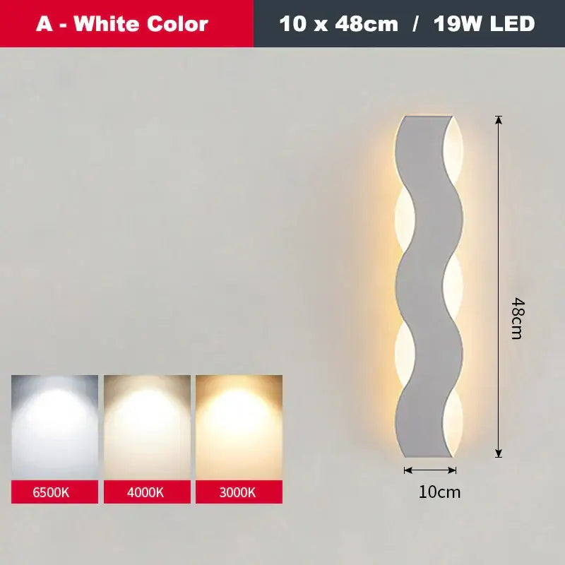White led wave wall light with sleek wavy design and three color temperatures for bedroom decorbites led wave decor