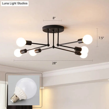 DecorBites™ DecorBites™ Nordic Black Metal Flush Mount Ceiling Light for Bedroom