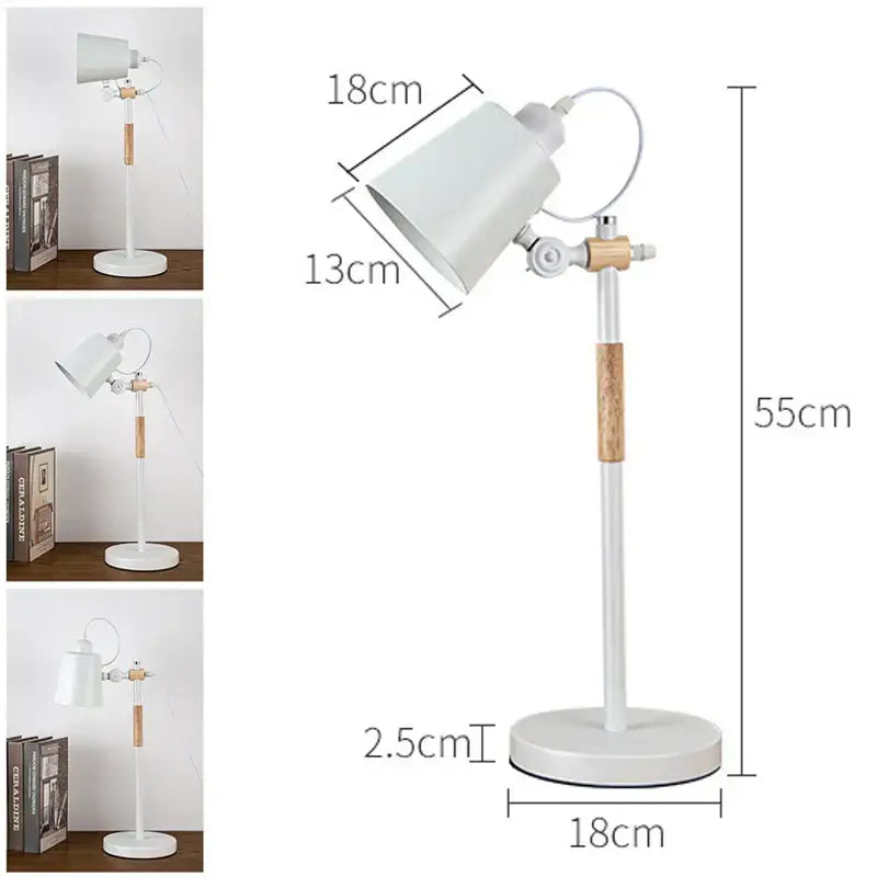 White metal desk lamp with wooden accents and adjustable arm for decorbites adjustable desk lamp bedroom study use