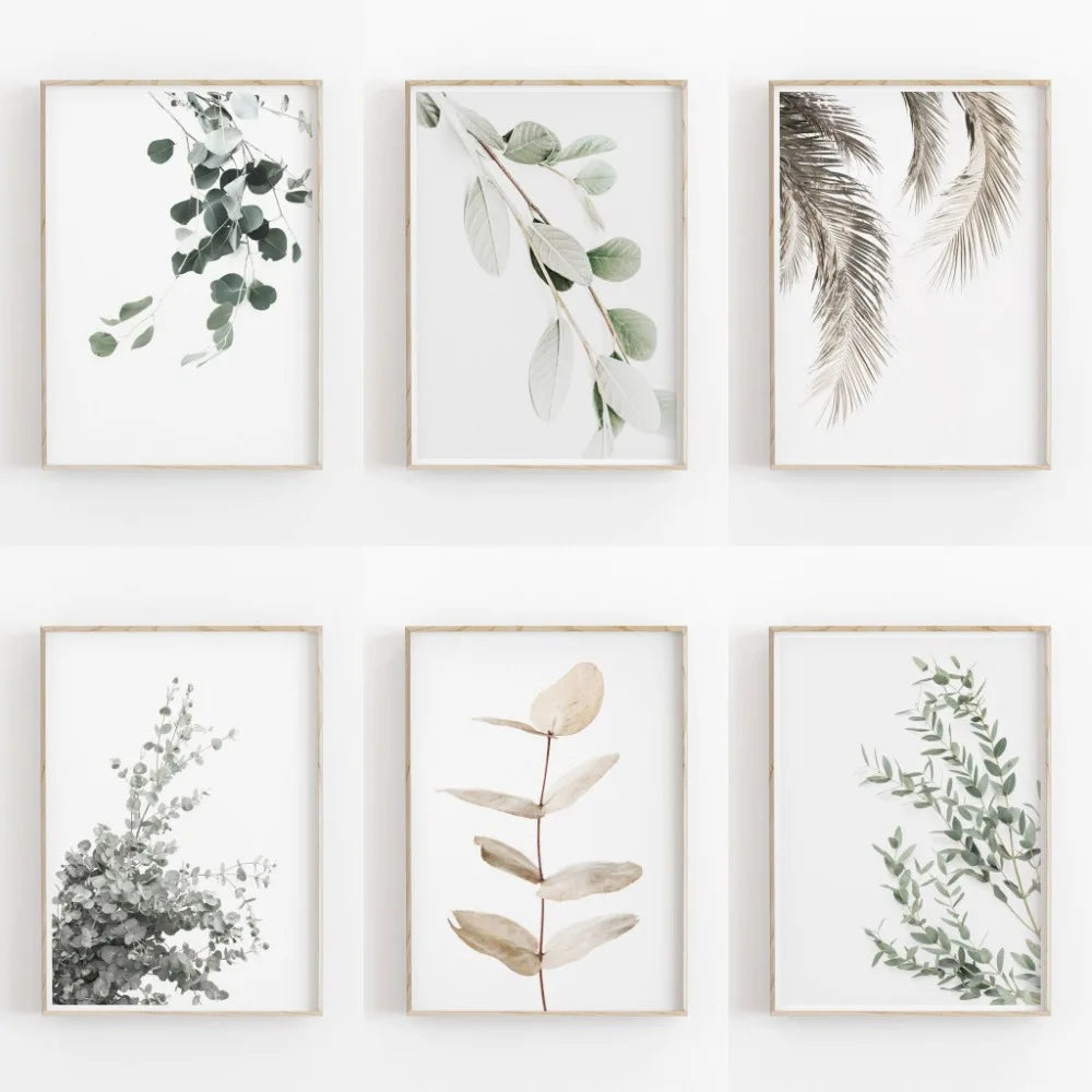 Nordic Botanical Poster Canvas Art - Eucalyptus Palm - Posters