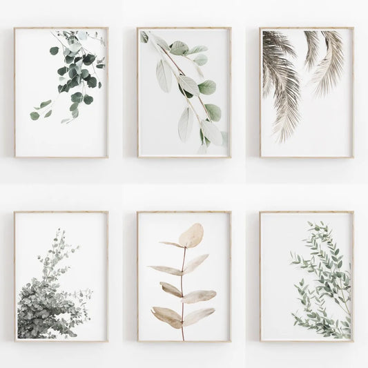 Nordic Botanical Poster Canvas Art - Eucalyptus Palm - Posters