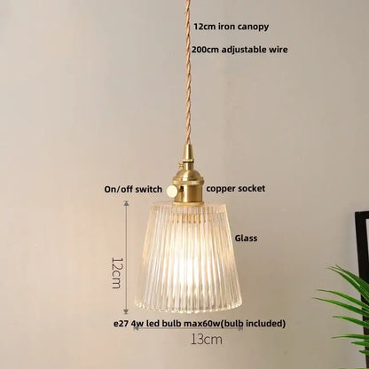 Nordic brass and clear glass led pendant light with brass iron canopy copper socket for dining room decorbites clear glass