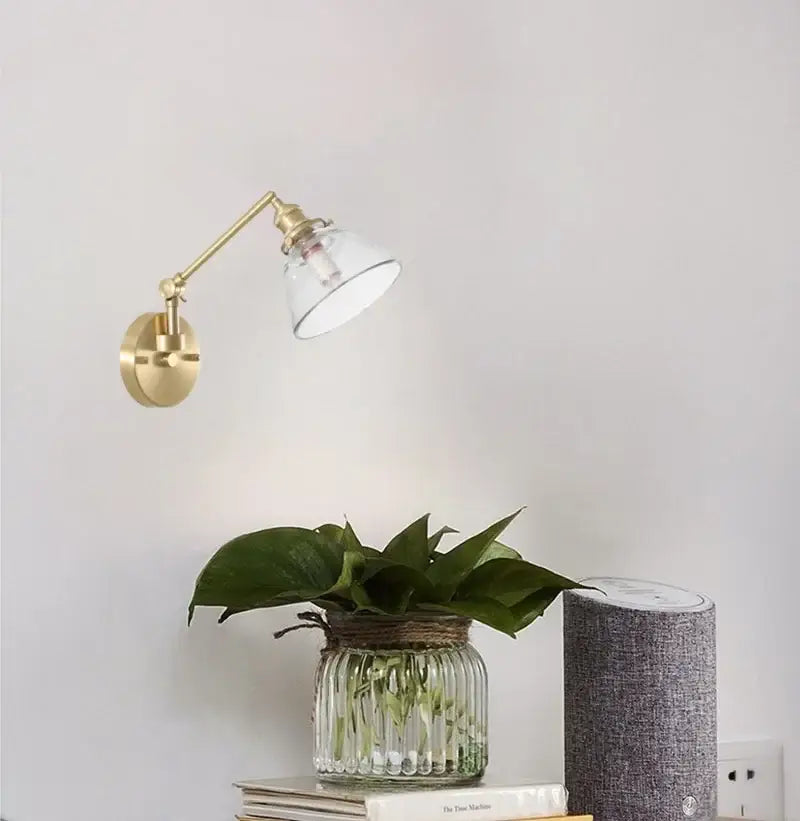 Nordic brass wall sconce with clear glass shade and pull chain ideal for bedroom lighting decorbites clear glass