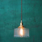 Nordic Brass Pendant Light with Clear Wavy Glass - 1-Bulb Suspended Fixture