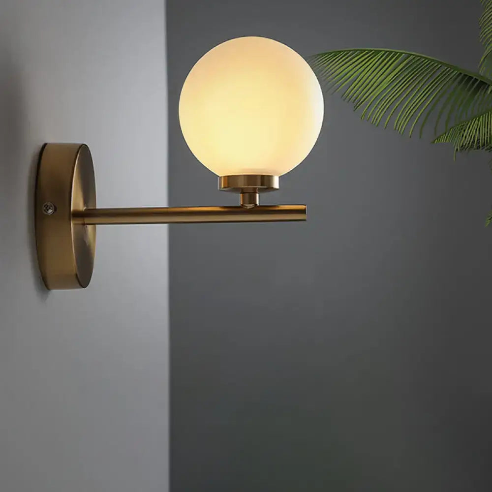 Nordic brass wall sconce light with frosted glass globe featuring brass finish for bedroom lighting 110v-120v 220v-240v
