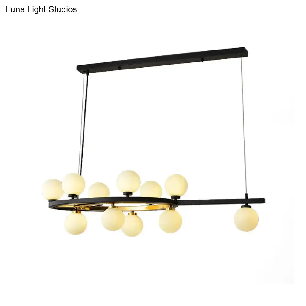 DecorBites Nordic bubble island pendant light with black finish and adjustable chain cord length features frosted globe bulbs
