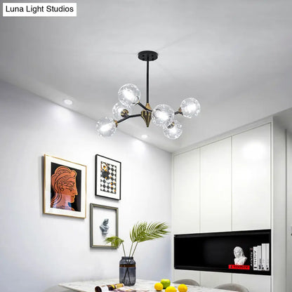 Kit de lámpara colgante nórdica con burbujas - Lámpara de araña de cristal con hoyuelos transparente/ámbar/gris ahumado - Ideal para comedor - 6/10 cabezales