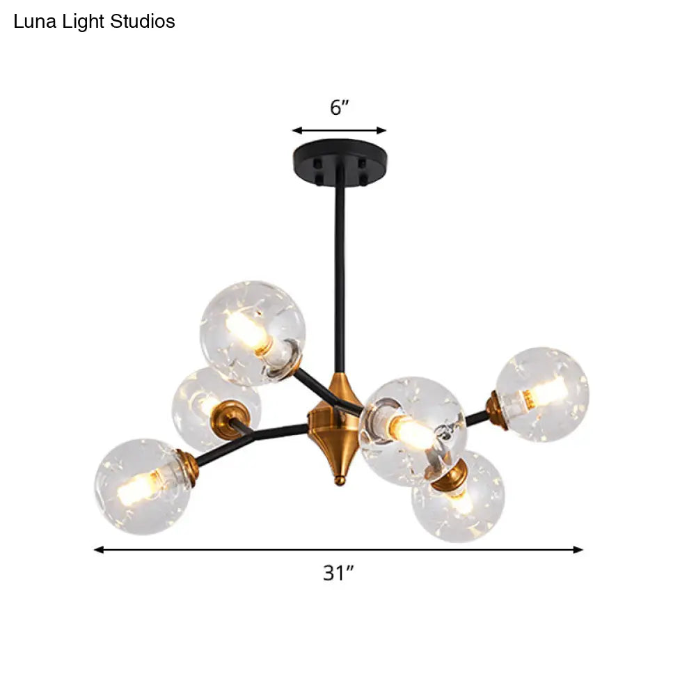 Kit de lámpara colgante nórdica con burbujas - Lámpara de araña de cristal con hoyuelos transparente/ámbar/gris ahumado - Ideal para comedor - 6/10 cabezales