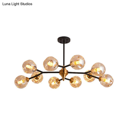 Kit de lámpara colgante nórdica con burbujas - Lámpara de araña de cristal con hoyuelos transparente/ámbar/gris ahumado - Ideal para comedor - 6/10 cabezales