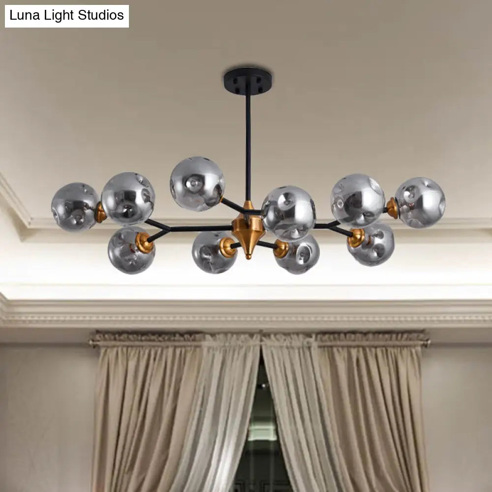 Kit de lámpara colgante nórdica con burbujas - Lámpara de araña de cristal con hoyuelos transparente/ámbar/gris ahumado - Ideal para comedor - 6/10 cabezales