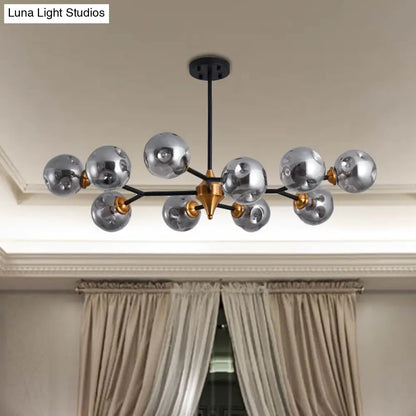 Kit de lámpara colgante nórdica con burbujas - Lámpara de araña de cristal con hoyuelos transparente/ámbar/gris ahumado - Ideal para comedor - 6/10 cabezales