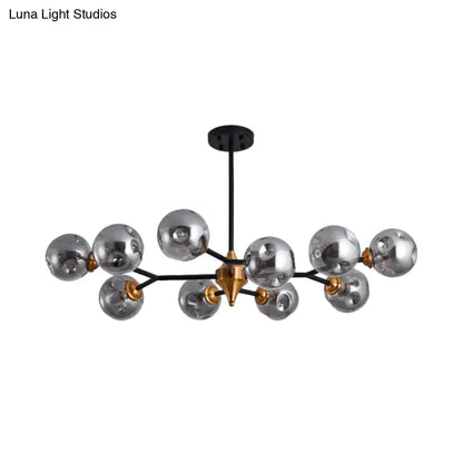 Kit de lámpara colgante nórdica con burbujas - Lámpara de araña de cristal con hoyuelos transparente/ámbar/gris ahumado - Ideal para comedor - 6/10 cabezales