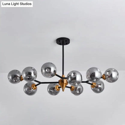 Kit de lámpara colgante nórdica con burbujas - Lámpara de araña de cristal con hoyuelos transparente/ámbar/gris ahumado - Ideal para comedor - 6/10 cabezales