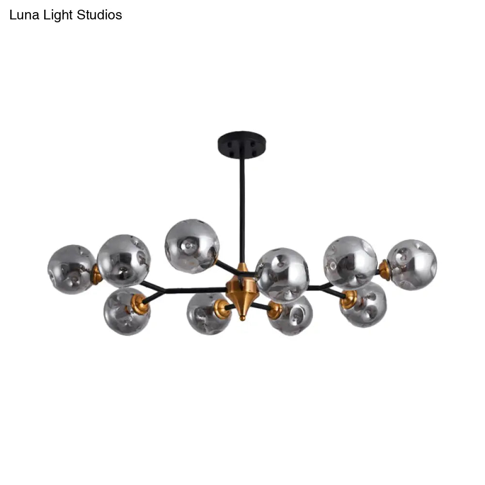 Kit de lámpara colgante nórdica con burbujas - Lámpara de araña de cristal con hoyuelos transparente/ámbar/gris ahumado - Ideal para comedor - 6/10 cabezales