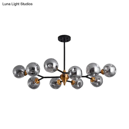 Kit de lámpara colgante nórdica con burbujas - Lámpara de araña de cristal con hoyuelos transparente/ámbar/gris ahumado - Ideal para comedor - 6/10 cabezales