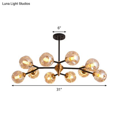 Kit de lámpara colgante nórdica con burbujas - Lámpara de araña de cristal con hoyuelos transparente/ámbar/gris ahumado - Ideal para comedor - 6/10 cabezales