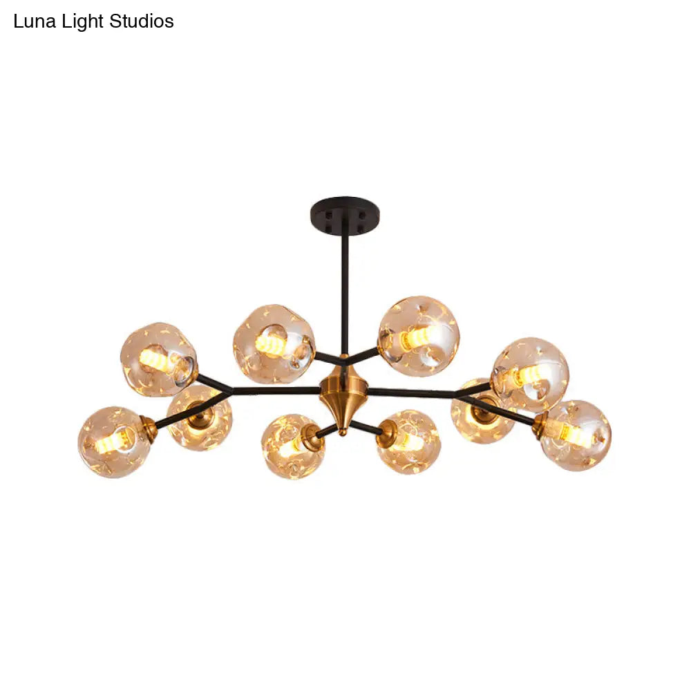 Kit de lámpara colgante nórdica con burbujas - Lámpara de araña de cristal con hoyuelos transparente/ámbar/gris ahumado - Ideal para comedor - 6/10 cabezales