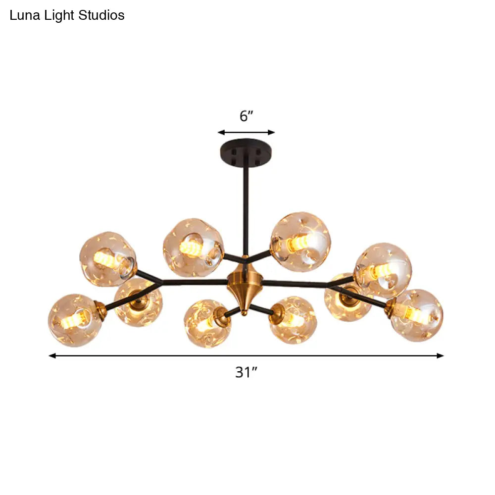 Kit de lámpara colgante nórdica con burbujas - Lámpara de araña de cristal con hoyuelos transparente/ámbar/gris ahumado - Ideal para comedor - 6/10 cabezales