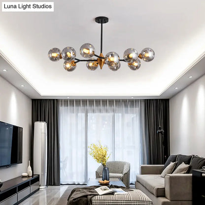 Kit de lámpara colgante nórdica con burbujas - Lámpara de araña de cristal con hoyuelos transparente/ámbar/gris ahumado - Ideal para comedor - 6/10 cabezales