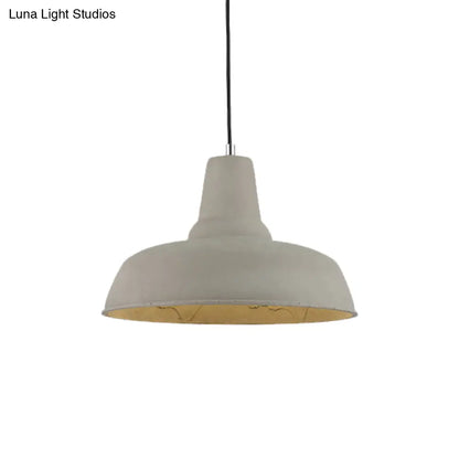 Nordic Cement 1-Head Pendant Light with Carved Interior – Barn Kitchen Bar, Grey/White/Beige Ceiling Lighting