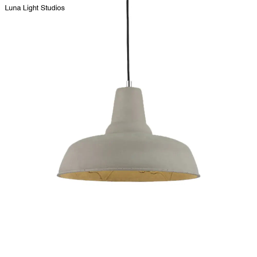 Nordic Cement 1-Head Pendant Light with Carved Interior – Barn Kitchen Bar, Grey/White/Beige Ceiling Lighting