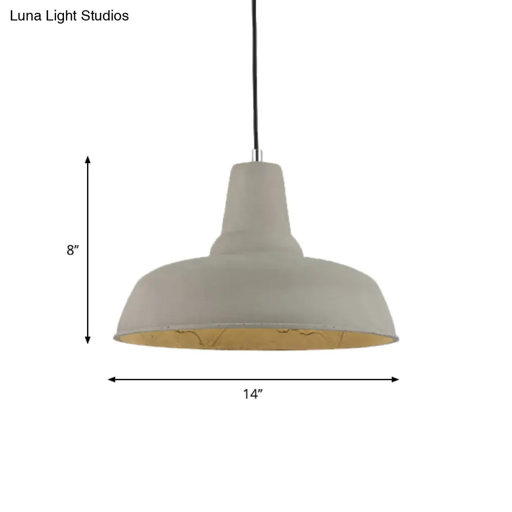 Nordic Cement 1-Head Pendant Light with Carved Interior – Barn Kitchen Bar, Grey/White/Beige Ceiling Lighting