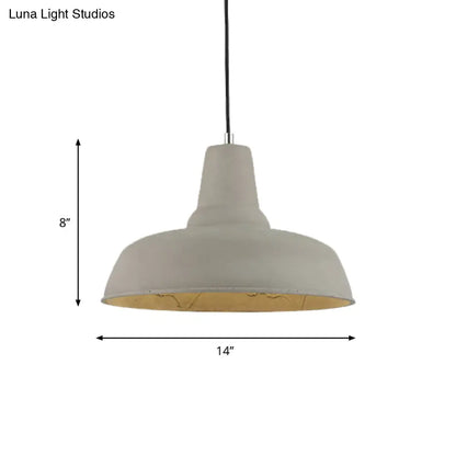 Nordic Cement 1-Head Pendant Light with Carved Interior – Barn Kitchen Bar, Grey/White/Beige Ceiling Lighting