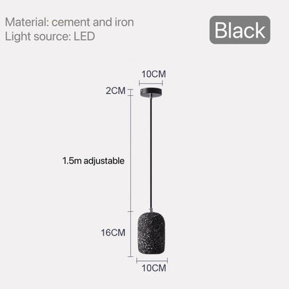 Nordic Cement Pendant Lamp - Industrial Style Lighting - black / Cold White